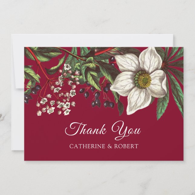 Modern Elegant Burgundy Red White Christmas Rose Invitation (Front)