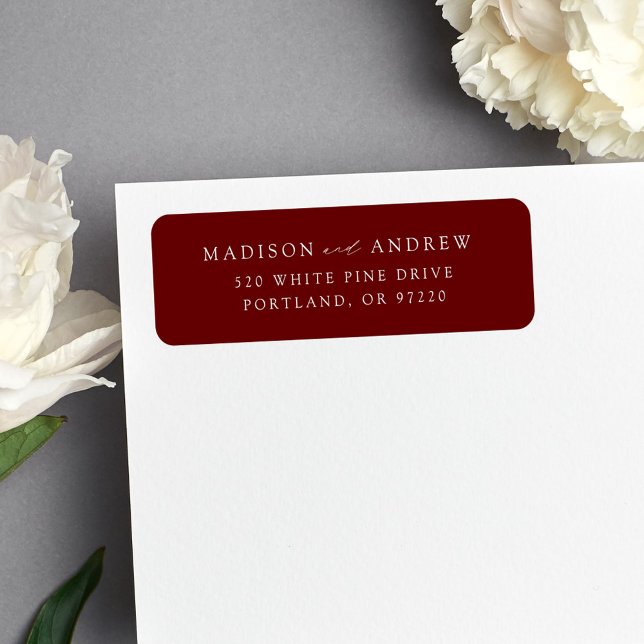 Modern Elegant Burgundy Return Address Label (Creator Uploaded)