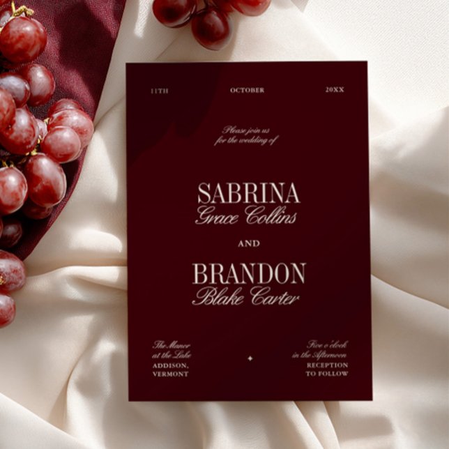 Modern Elegant Burgundy Wedding Invitation (Modern Elegant Burgundy Wedding Invitation)