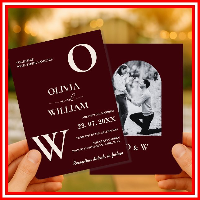 Modern Elegant Burgundy Wedding Photo Invitation (Creator Uploaded)