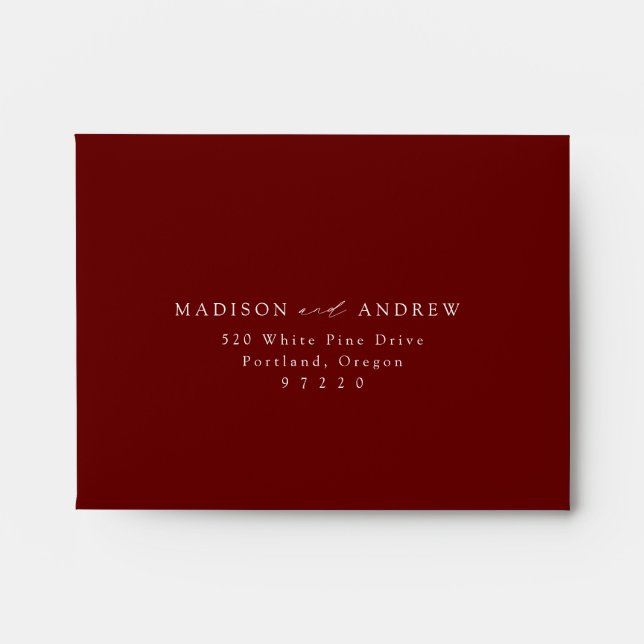 Modern Elegant Burgundy Wedding RSVP Envelope (Front)