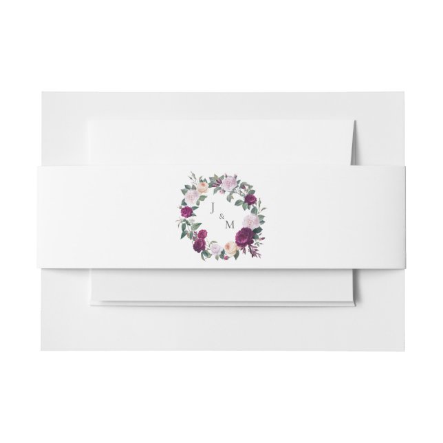 modern elegant burgundy wedding suite  invitation belly band (Front Example)