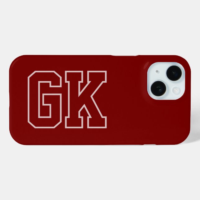 Modern Elegant Burgundy White Monogram Initials Case-Mate iPhone Case (Back (Horizontal))