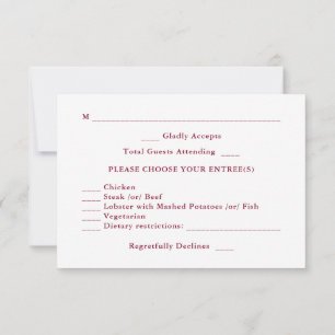 Modern Elegant BurgundyWhite Winter Wedding RSVP Card