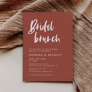 Modern Elegant Burnt Brick Bridal Brunch Invitation
