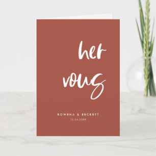 Modern elegant burnt brick Her vows Card