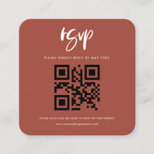 Modern elegant burnt brick QR code RSVP response Enclosure Card