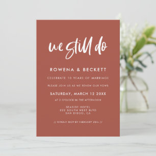 Modern elegant burnt brick We still do Vow renewal Invitation