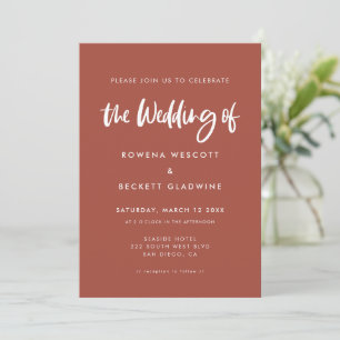 Modern elegant burnt brick wedding invitation