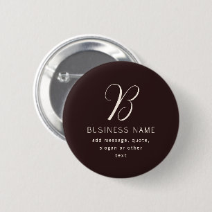 Modern Elegant Business Name Monogram   Dark Brown 6 Cm Round Badge