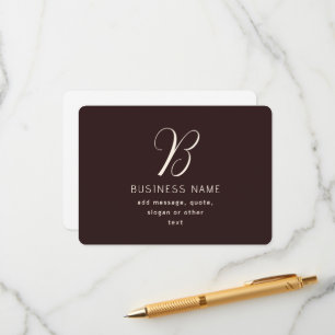 Modern Elegant Business Name Monogram Dark Brown Enclosure Card