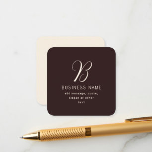 Modern Elegant Business Name Monogram Dark Brown Enclosure Card