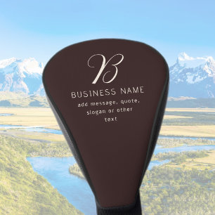 Modern Elegant Business Name Monogram Dark Brown Golf Head Cover