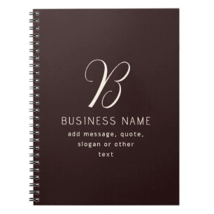 Modern Elegant Business Name Monogram Dark Brown Notebook