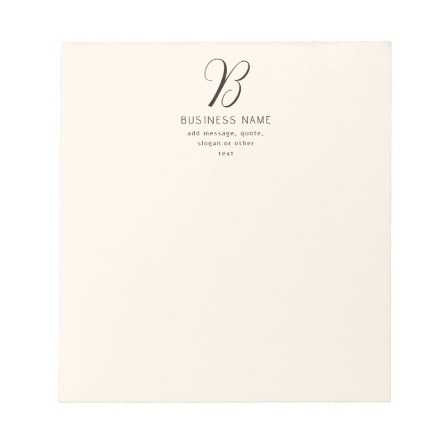 Modern Elegant Business Name Monogram | Dark Brown Notepad (Front)