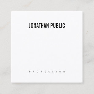 Modern Elegant BW Plain Minimalistic Design Chic Square Business Card