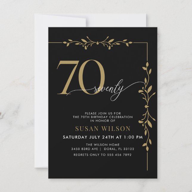 Modern Elegant Calligraphy 70th Birthday Invitation (Front)