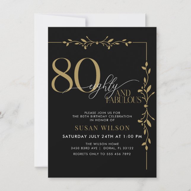 Modern Elegant Calligraphy 80th Birthday Invitatio Invitation (Front)