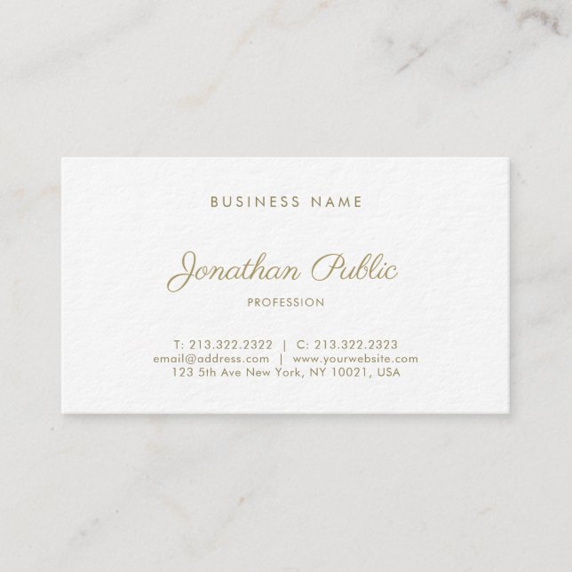 Modern Elegant Calligraphy Gold Look Script Cool Business Card (Front)