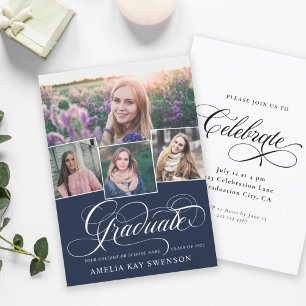 Modern Elegant Calligraphy Graduation Invitation