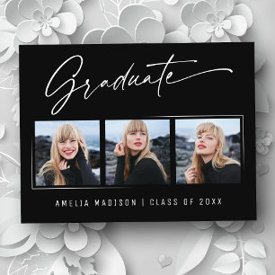 Modern Elegant Calligraphy Ink Script Grad 3 Photo Postcard