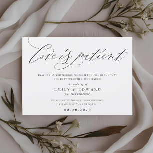 Modern Elegant Calligraphy Love is Patient Wedding Invitation