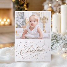  Modern Elegant Calligraphy Merry Christmas Family