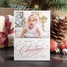 Modern Elegant Calligraphy Merry Christmas Photo