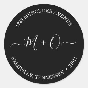 Modern Elegant Calligraphy Monogram Classic Round Sticker