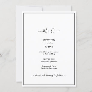 Modern Elegant Calligraphy Monogram Wedding Invitation