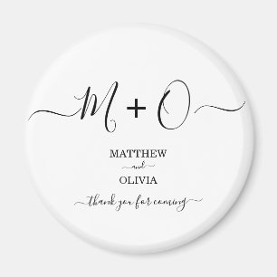 Modern Elegant Calligraphy Monogram Wedding Magnet