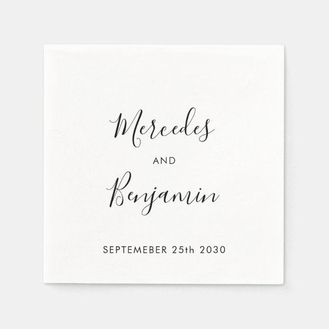 Modern Elegant Calligraphy Personalised Wedding Napkin (Front)