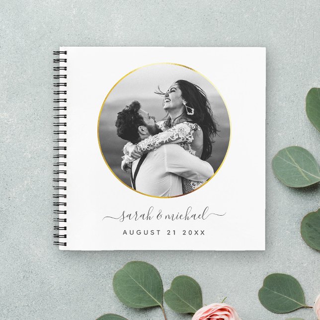 Modern Elegant Calligraphy Photo Wedding Guest Notebook (Creator Uploaded)