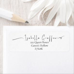 Modern Elegant Calligraphy Script Black Name Return Address Label