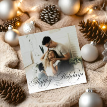  Modern Elegant Calligraphy Script Christmas Photo
