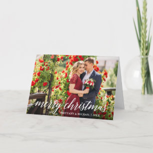 Modern Elegant Calligraphy Script Couple Fold Holiday Card