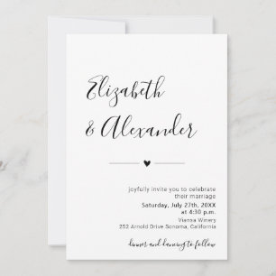 Modern Elegant Calligraphy Script Heart Wedding  Invitation