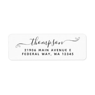 Modern Elegant Calligraphy Script Last Name Return Address Label