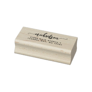 Modern Elegant Calligraphy Script Last Name Rubber Stamp