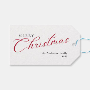Modern Elegant Calligraphy Script Merry Christmas Gift Tags