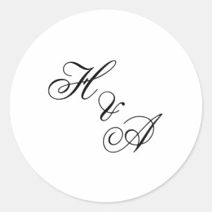 Modern Elegant Calligraphy Script Monogram Wedding Classic Round Sticker