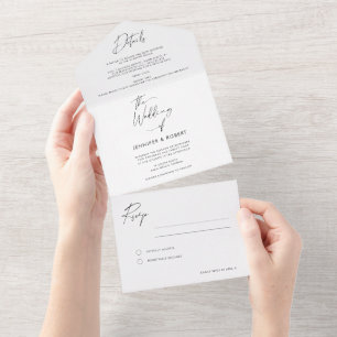 Modern Elegant Calligraphy Script Wedding All In One Invitation