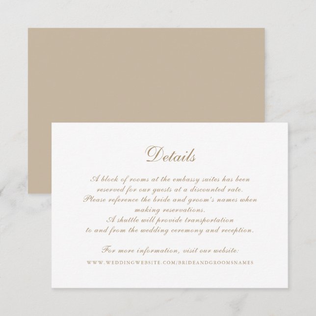 Modern Elegant Calligraphy Script Wedding Details Invitation (Front/Back)