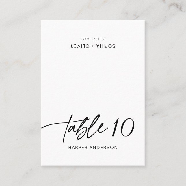 Modern Elegant Calligraphy Script Wedding Guest Place Card (Front)