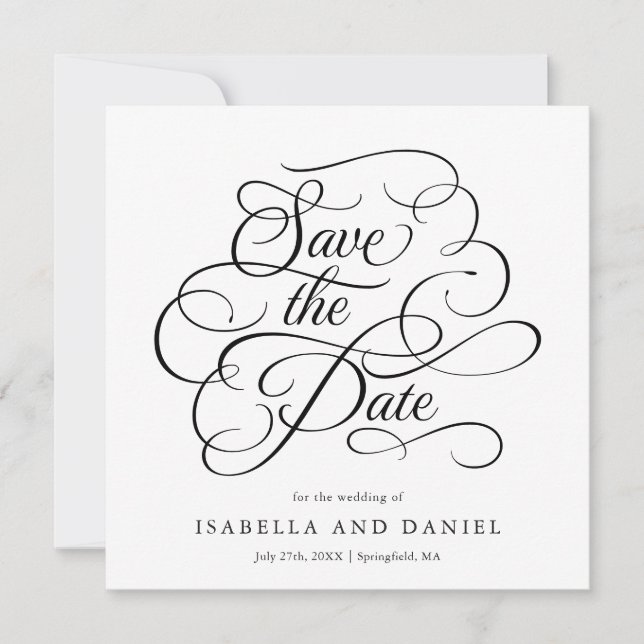 Modern Elegant Calligraphy Script Wedding Save The Date (Front)