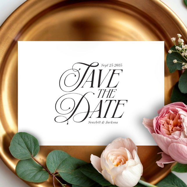 Modern Elegant Calligraphy Simple Wedding  Save The Date (Creator Uploaded)
