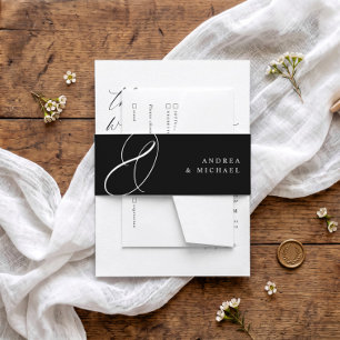 Modern Elegant Calligraphy Swirls Wedding Invitation Belly Band