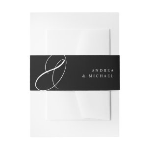 Modern Elegant Calligraphy Swirls Wedding Invitation Belly Band