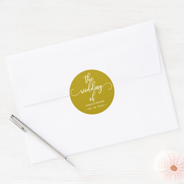 Modern Elegant Calligraphy The Wedding Of Classic Round Sticker (Envelope)