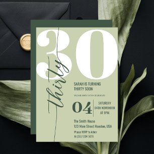 Modern Elegant Calligraphy Thirty 30th Birthday  Invitation